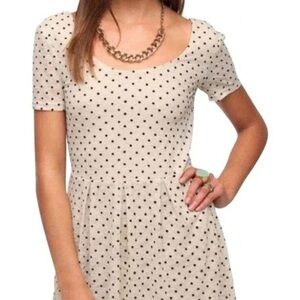 Pins & Needles Beige Mini Dress with Black Polka Dots